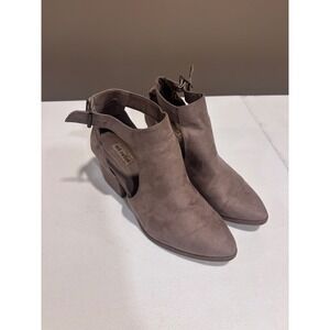 Hot Rated Taupe Mauve Cutout Ankle Booties Block Heel Pointed Toe Womens Size 9